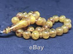 Rare Faturan Kahrabar Stone Baltic Amber Misbaha Tasbih Prayer Beads 55gr 13mm
