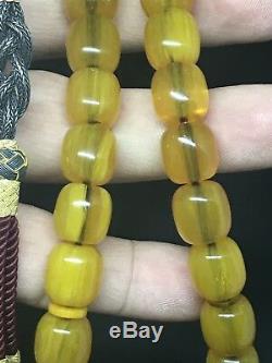 Rare Faturan Kahrabar Stone Baltic Amber Misbaha Tasbih Prayer Beads 62 Gr 13mm