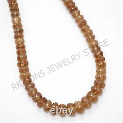 Rare Find AAA+ Natural Champagne Zircon carved Melon Rondelle Gemstone Beads 16