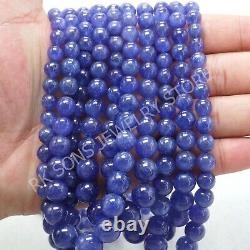 Rare Find AAA+ Quality Natural Tanzanite Smooth Round Shape Gemstone Beads 16
