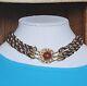 Rare Florenza Red Beaded & Metal Twisted 3 Strand Center Clasp Collar Necklace