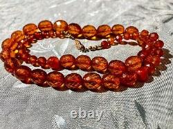 Rare GORGEOUS FACETED AMBER NECKLACE 34 GRAMS