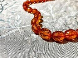 Rare GORGEOUS FACETED AMBER NECKLACE 34 GRAMS