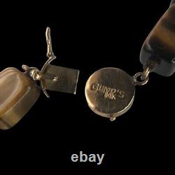 Rare GUMP'S 14K Vintage Tiger's Eye Gemstone Necklace 25 Mid 20th Century