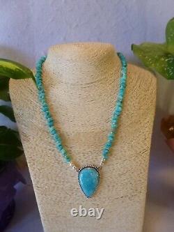 Rare Genuine Sleeping Beauty Turquoise Pendant And Native American Necklace