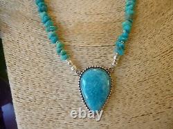 Rare Genuine Sleeping Beauty Turquoise Pendant And Native American Necklace