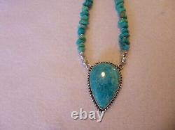 Rare Genuine Sleeping Beauty Turquoise Pendant And Native American Necklace