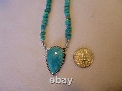 Rare Genuine Sleeping Beauty Turquoise Pendant And Native American Necklace