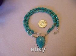 Rare Genuine Sleeping Beauty Turquoise Pendant And Native American Necklace