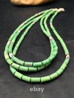 Rare Gift Navajo Sterling Silver Necklace Green Turquoise Howlite Set 4163 Sale