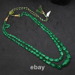 Rare Green Colombian Emerald Tumble Necklace Natural Untreated Gemstone Beads