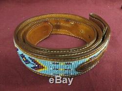 Rare Handmade Large Turquoise Bear Paw Claw Belt Buckle Tony Lama Beaded Belt