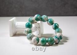 Rare High-grade 14mm Green Sakura/Cherry Blossom Agate Beaded Bracelet