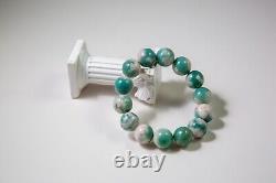 Rare High-grade 14mm Green Sakura/Cherry Blossom Agate Beaded Bracelet