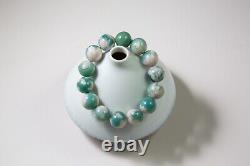 Rare High-grade 14mm Green Sakura/Cherry Blossom Agate Beaded Bracelet