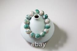 Rare High-grade 14mm Green Sakura/Cherry Blossom Agate Beaded Bracelet