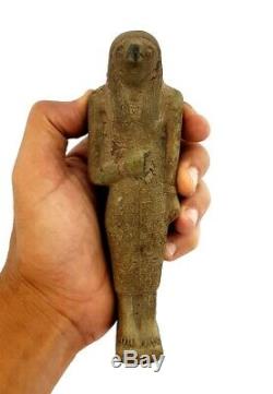 Rare Horus Sculpture Egyptian Antique Bead Falcon Ra Carved Stone Unique Statue