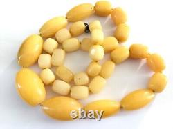 Rare Huge Natural lemon yellow jade bead necklace. Length 29. Weight 225 gr