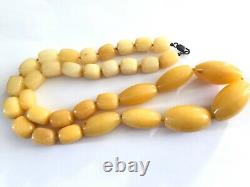 Rare Huge Natural lemon yellow jade bead necklace. Length 29. Weight 225 gr