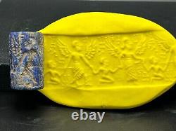 Rare Intaglio Lapis Lazuli Seal Cylinder Stamp Bead