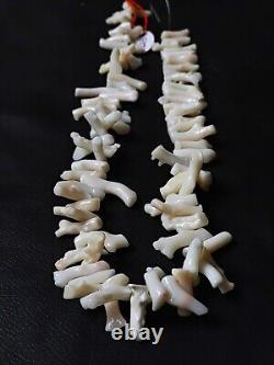 Rare Japanese White Coral Rough Beads Natural Gemstone Jewelry 16' inch Log