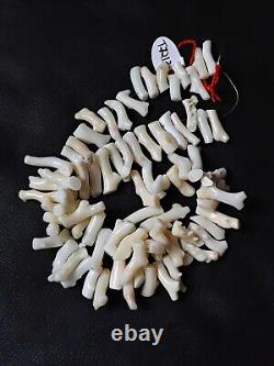 Rare Japanese White Coral Rough Beads Natural Gemstone Jewelry 16' inch Log