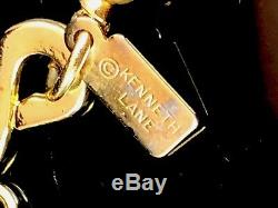 Rare Kenneth Jay Lane Gold-tone Bead Agate Stone Necklace Pendant