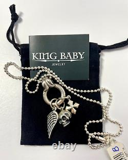 Rare King Baby Sterling Silver 925 Ball Chain Necklace Wing, Skull, Cross NWT