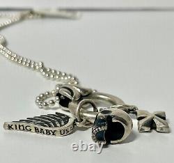 Rare King Baby Sterling Silver 925 Ball Chain Necklace Wing, Skull, Cross NWT