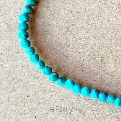 Rare LIMITED Sleeping Beauty Turquoise Beaded Gemstone Bracelet strand 7.5 18k