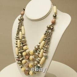 Rare Les Bernard Vintage 4 strand graduated stone & bead statement Necklace