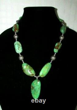 Rare Lime Green Carico Lake Turquoise Nugget & Sterling Necklace Simply Stones