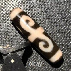 Rare Magic Tibetan Old Agate Ruyi Cinnabar Totem dZi Bead 121344mm