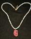 Rare'mahina' Moon Stone Energy Power Necklace With Gold Leaf Agate 17 Inches