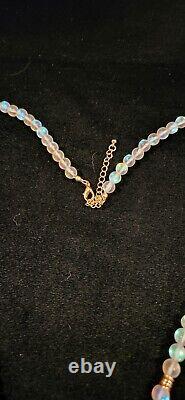 Rare'Mahina' Moon Stone energy power necklace with Gold Leaf Agate 17 inches