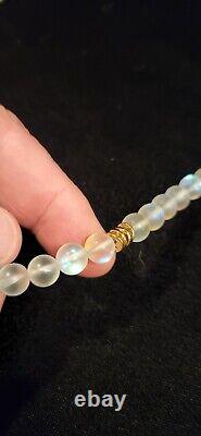 Rare'Mahina' Moon Stone energy power necklace with Gold Leaf Agate 17 inches