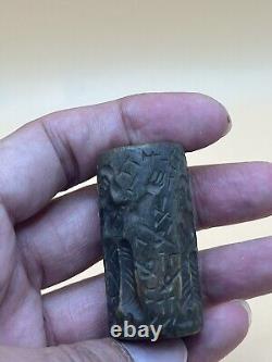 Rare Medieval Intaglio Seal Cylinder Stone Stamp Bead