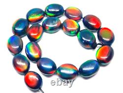 Rare Multi Welo Fire Aurora Opal Smooth Oval Nuggets Beads, 10x14 mm 8Inch