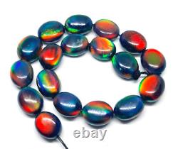 Rare Multi Welo Fire Aurora Opal Smooth Oval Nuggets Beads, 10x14 mm 8Inch