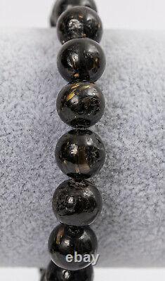 Rare NUUMMITE bracelet beads crystal polished stone nuumite #9139P Greenland