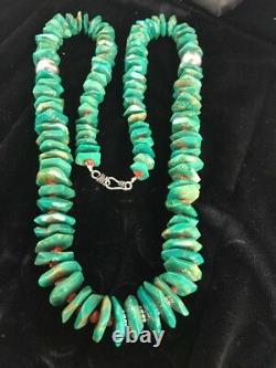 Rare Native American Navajo Turquoise Sterling Silver Spiny Necklace 30 8063