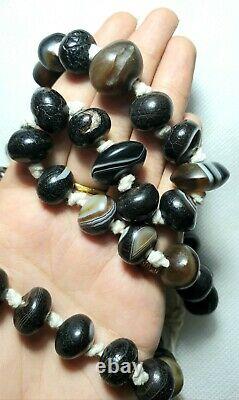 Rare Natural Antique 1 Strand Sulemani Agate Amulet Rondelle Beads Pendant Stone