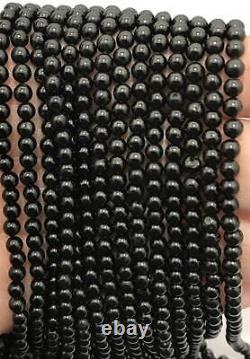Rare Natural, Black Spinal, Plain Smooth Round Beads, Black Spinal, 3mm, 4mm