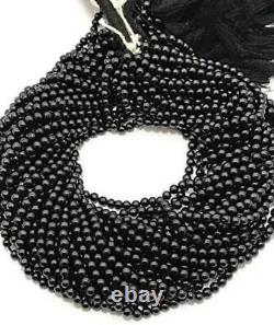 Rare Natural, Black Spinal, Plain Smooth Round Beads, Black Spinal, 3mm, 4mm