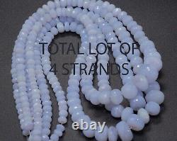 Rare Natural Blue Chalcedony Faceted Rondelle Gemstone Beads 4.5-10 mm