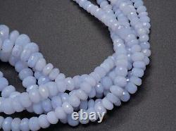 Rare Natural Blue Chalcedony Faceted Rondelle Gemstone Beads 4.5-10 mm