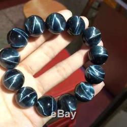 Rare Natural Blue Tiger's Eye Gemstone Round Beads Bracelet 18mm AAAAA