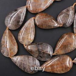 Rare Natural Cacoxenite in Quartz Beads Large Teardrop Focal Pendant 28 Strand