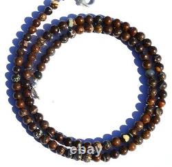 Rare Natural Gem Boulder Australian Opal 4.5MM Size Round Beads Necklace 16.5