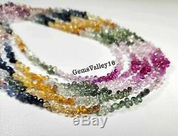 Rare! Natural Multi Sapphire Faceted Teardrop Briolette Beads Gemstone 16strand